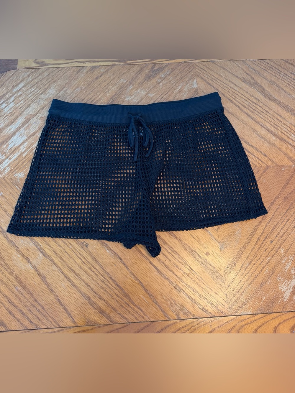 Shade & Shore Black Crochet Mesh Skort Shorts